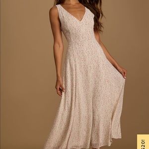 LuLu’s Your Only Darling Ivory Floral Print Sleeveless Midi Dress